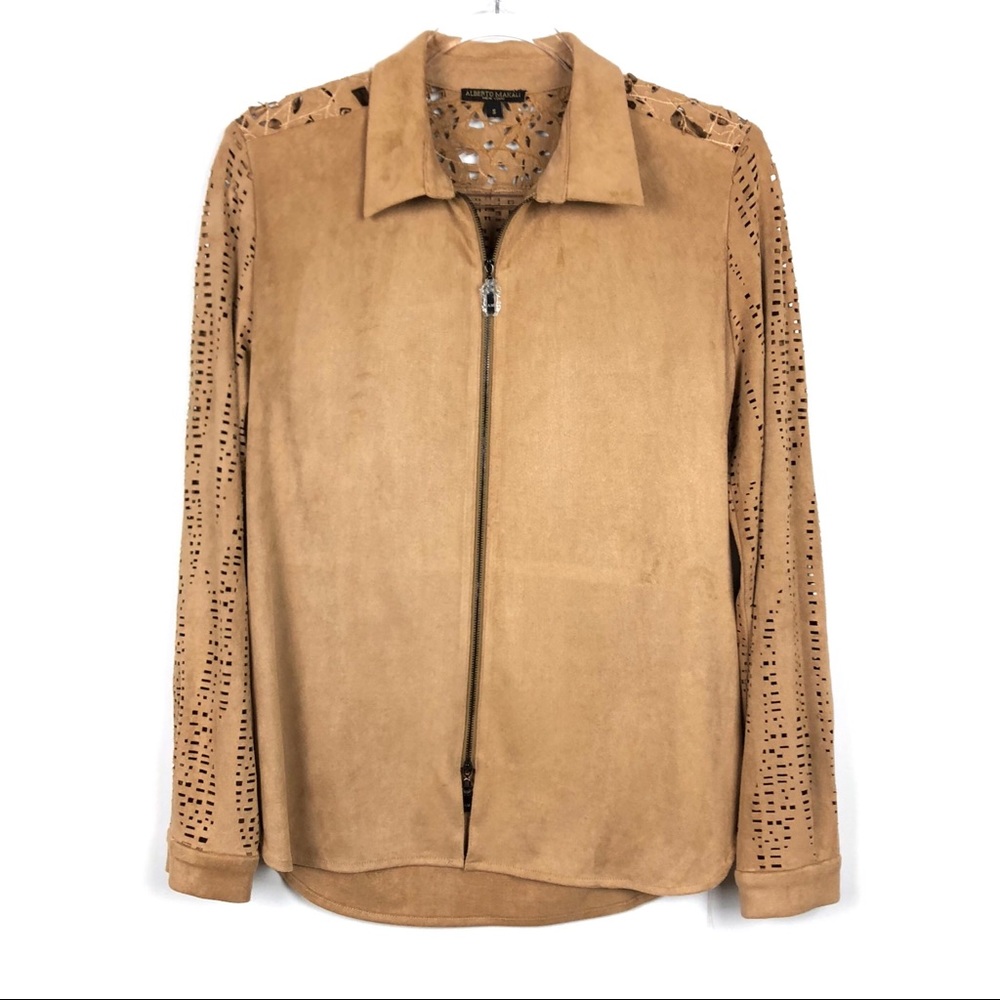 Alberto Makali Western Boho Suede Laser Cut Zip Jacket
